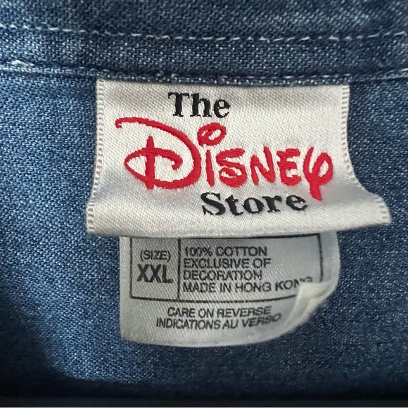 Vintage Disney Cotton Denim Button Shirt XXL Mickey Minnie Donald Embroidered - Picture 5 of 11
